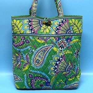 VERA BRADLEY Shoulder Bag Green Blue Floral Quilted Zip Pocket *EUC* COLORFUL!!
